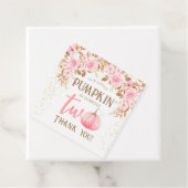 Pompoen Roze & Goud Meisje Bloemen Herfst 2e Verja Bedankjes Labels (In situ)