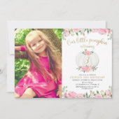 Pompoen roze gouden bloem elke leeftijd verjaardag kaart (Voorkant)