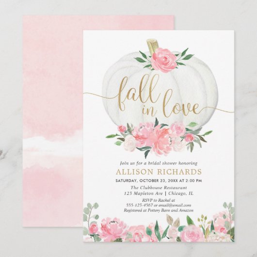 Pompoen roze gouden herfst in liefde vrijgezellenf kaart (Voorkant / Achterkant)