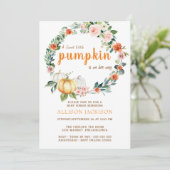 Pompoen Roze Meisje Baby Shower Bloem Waterverf  Kaart (Staand voorkant)