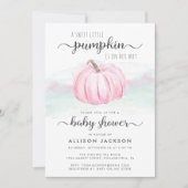 Pompoen Roze Mint Waterverf Baby Meisje Douche Kaart (Voorkant)