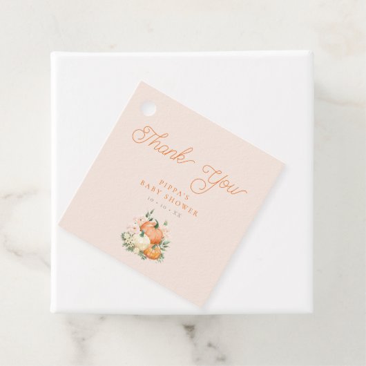 Pompoen Roze & Oranje Baby shower Dank u Bedankjes Labels (In situ)