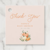 Pompoen Roze & Oranje Baby shower Dank u Bedankjes Labels (Voorkant)