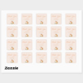 Pompoen Roze & Oranje Baby shower Dank u Vierkante Sticker (Vel)