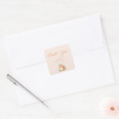Pompoen Roze & Oranje Baby shower Dank u Vierkante Sticker (Envelop)
