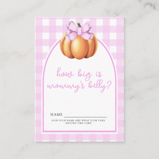 Pompoen roze strik - Hoe groot is mama's buik spel Informatiekaartje (Voorkant)