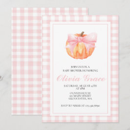 Pompoen Roze strik Plaid baby shower Kaart