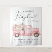Pompoen Roze Truck Baby Shower Foto Achtergrond Wandkleed (Voorkant)
