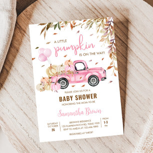Pompoen Roze Vrachtwagen Baby shower Kaart