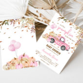 Pompoen Roze Vrachtwagen Baby shower Kaart