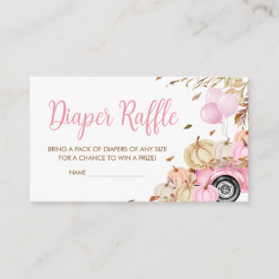 Pompoen Roze Vrachtwagen Baby shower Luier Raffle Informatiekaartje