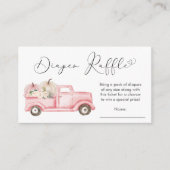 Pompoen Roze Vrachtwagen Baby shower Luier Raffle Informatiekaartje (Voorkant)