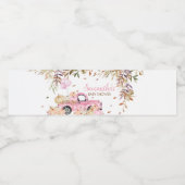 Pompoen Roze Vrachtwagen Baby shower Waterfles Etiket (Enkel label)