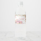 Pompoen Roze Vrachtwagen Baby shower Waterfles Etiket (Voorkant)