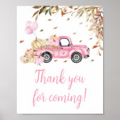 Pompoen Roze Vrachtwagen Dank u voor het komen Poster (Voorkant)