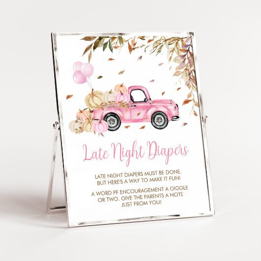 Pompoen Roze Vrachtwagen Late Night Luiers Baby sh Poster