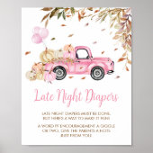 Pompoen Roze Vrachtwagen Late Night Luiers Baby sh Poster (Voorkant)