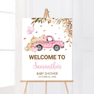 Pompoen Roze Vrachtwagen Welkom Baby shower Poster