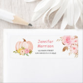 pompoen roze Waterverf bloemenmeisje Herfst feest Etiket (Insitu)