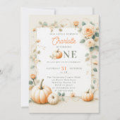  pompoen Rozen Lijst Girly 1e verjaardag Kaart (Voorkant)