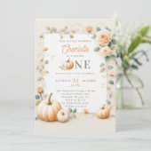  pompoen Rozen Lijst Girly 1e verjaardag Kaart (Staand voorkant)