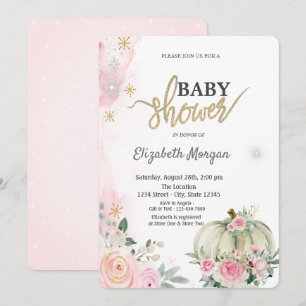 Pompoen Rozen Stippen, Sneeuwvlokken Baby Shower Kaart