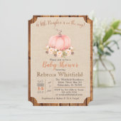 Pompoen Rustic Floral Wood Baby shower Uitnodiging (Staand voorkant)