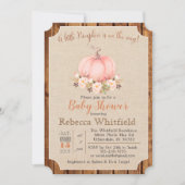 Pompoen Rustic Floral Wood Baby shower Uitnodiging (Voorkant)