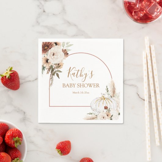 Pompoen Rustieke Bloemen Boho Boog Herfst In Love Servet (Insitu)