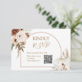 Pompoen Rustieke Bloemen Boho Boog Herfst Verliefd Bedankkaart (Staand voorkant)