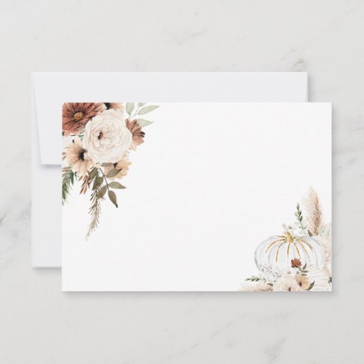 Pompoen Rustieke Bloemen Boho Boog Herfst Verliefd Bedankkaart (Achterkant)