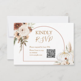 Pompoen Rustieke Bloemen Boho Boog Herfst Verliefd Bedankkaart