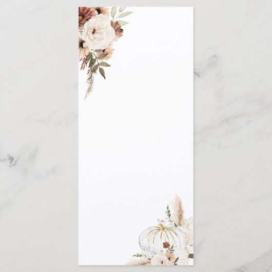 Pompoen Rustieke Bloemen Boho Boog Herfst Verliefd Menu (Achterkant)