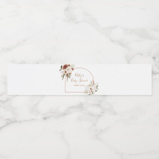 Pompoen Rustieke Bloemen Boho Boog Herfst Verliefd Waterfles Etiket (Enkel label)