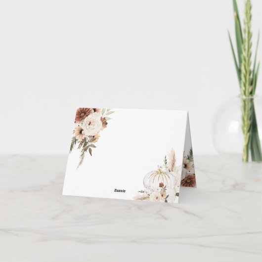 Pompoen Rustieke Bloemen Boho Herfst Verliefd Gevo Bedankkaart (Achterkant)