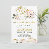 Pompoen rustieke bloemige Herfst Baby shower Kaart (Staand voorkant)