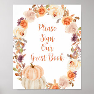 Pompoen Rustieke Bloemstuk Alsjeblieft Teken Onze  Poster