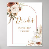 Pompoen Rustieke Boho Herfst In Love Drinken Teken Poster (Voorkant)