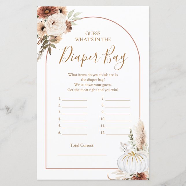 Pompoen Rustieke Boho Herfst In Love Luiertas Game (Voorkant)