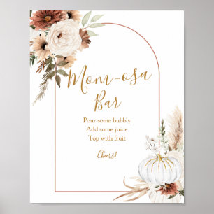 Pompoen Rustieke Boho Herfst In Love Mom-osa Bar Poster