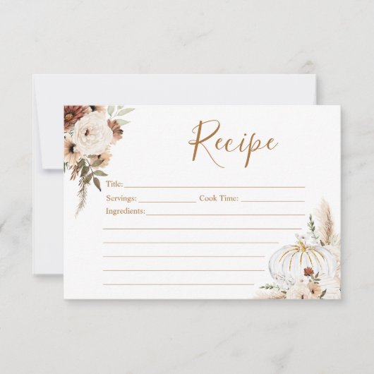 Pompoen Rustieke Boho Herfst In Love Recept Kaart (Voorkant)