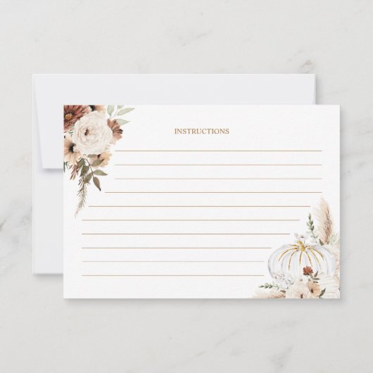Pompoen Rustieke Boho Herfst In Love Recept Kaart (Achterkant)