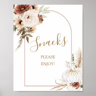 Pompoen Rustieke Boho Herfst In Love Snacks Teken Poster