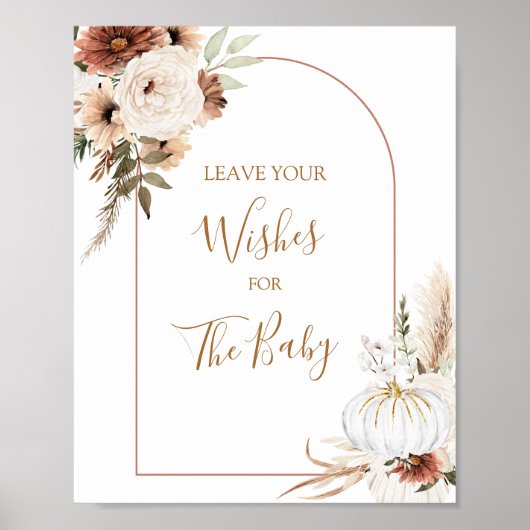 Pompoen Rustieke Boho Herfst In Love Wensen voor B Poster (Voorkant)