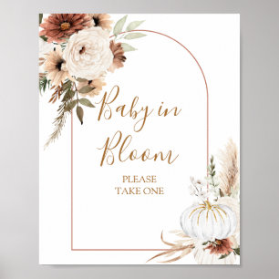 Pompoen Rustieke Boho Herfst Verliefd Baby in Bloo Poster
