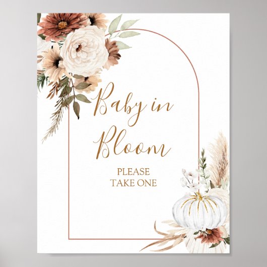Pompoen Rustieke Boho Herfst Verliefd Baby in Bloo Poster (Voorkant)