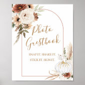 Pompoen Rustieke Boho Herfst Verliefd Foto Guestbo Poster (Voorkant)