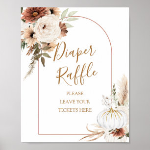 Pompoen Rustieke Boho Herfst Verliefd Luier Raffle Poster
