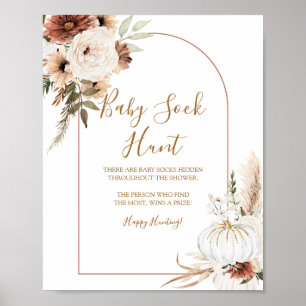 Pompoen Rustieke Boho Herfst Verliefd op Baby Sock Poster