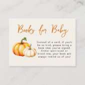 Pompoen Rustieke Herfst Baby shower Boeken voor Ba Informatiekaartje (Voorkant)